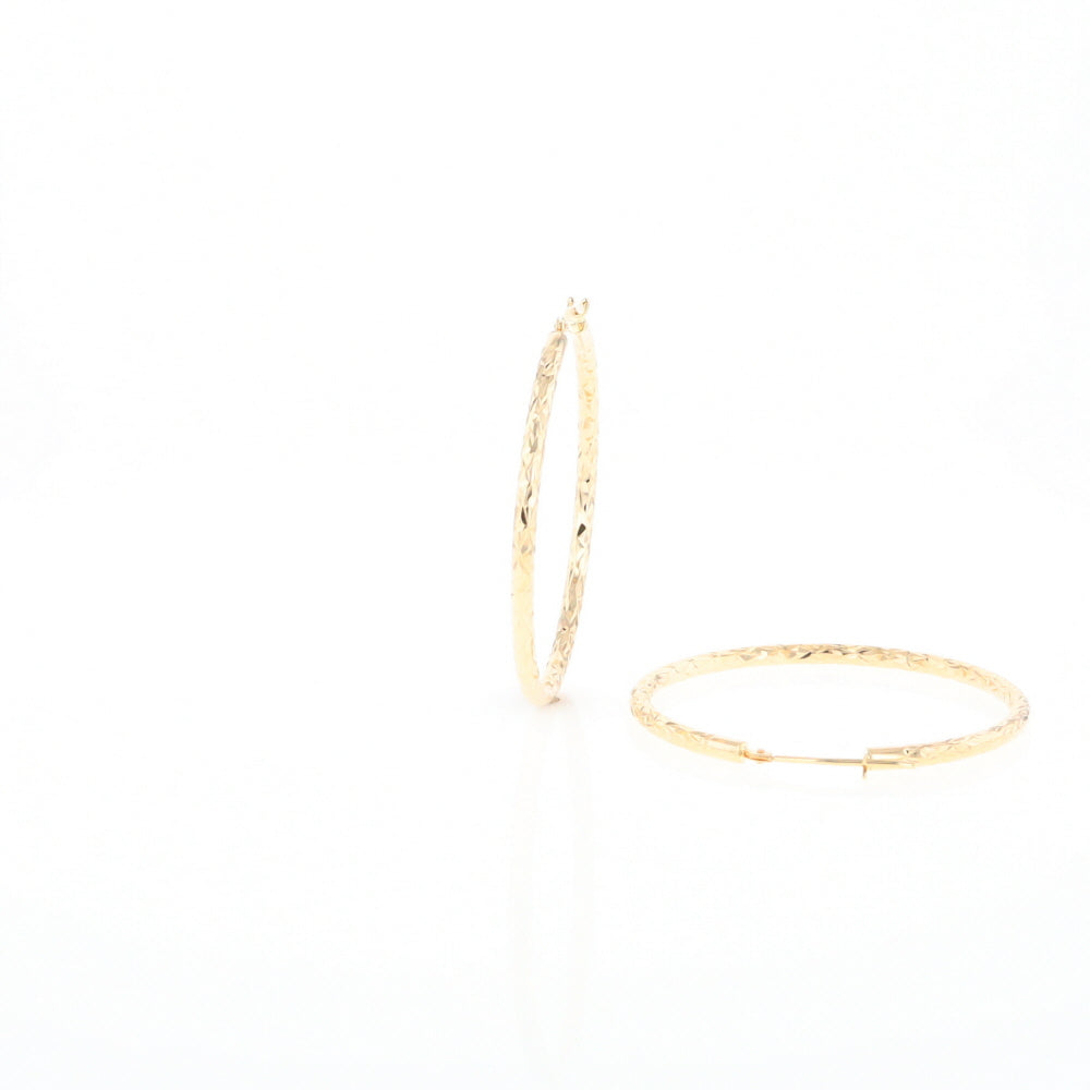 Textured Hollow Diamond Cut Hoop Earrings