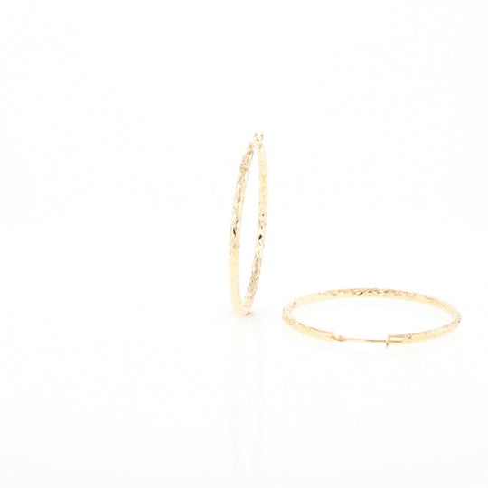 Textured Hollow Diamond Cut Hoop Earrings