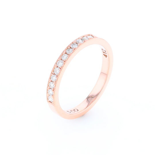 Rose Gold Milgrain Diamond Wedding Band