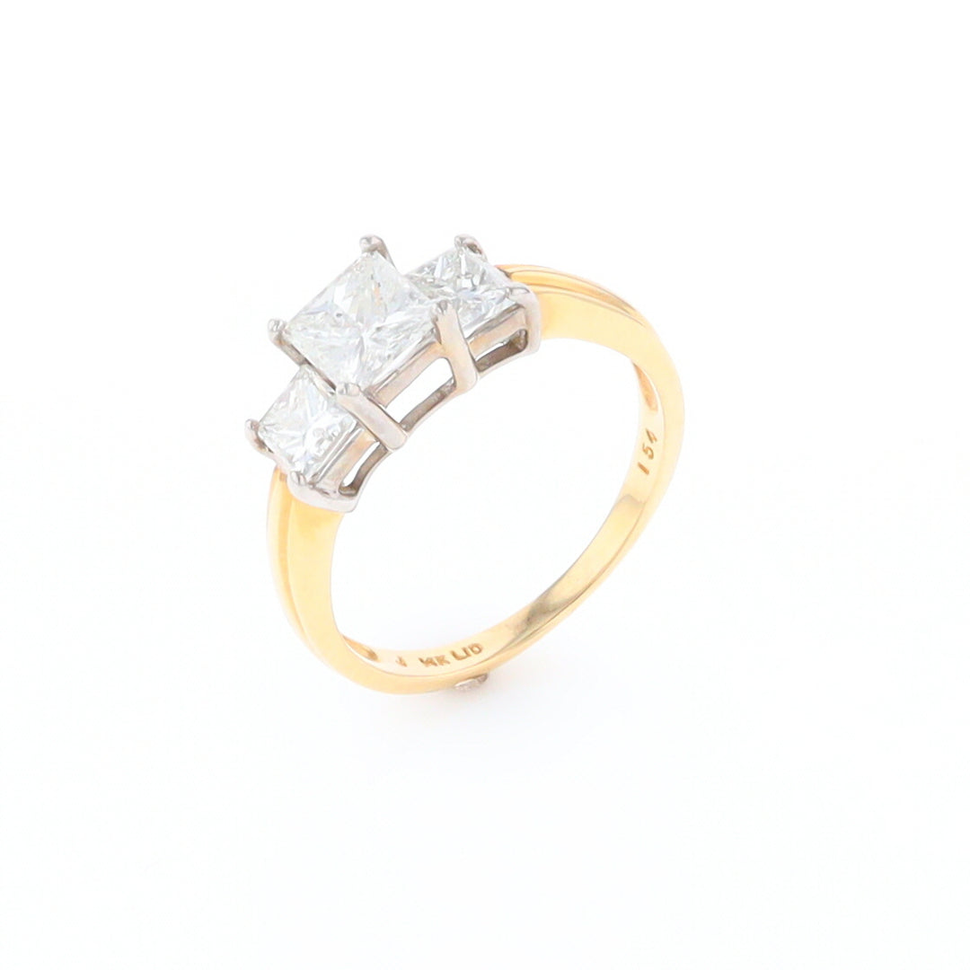 Two-Tone Princess Cut Diamond Engagement Ring