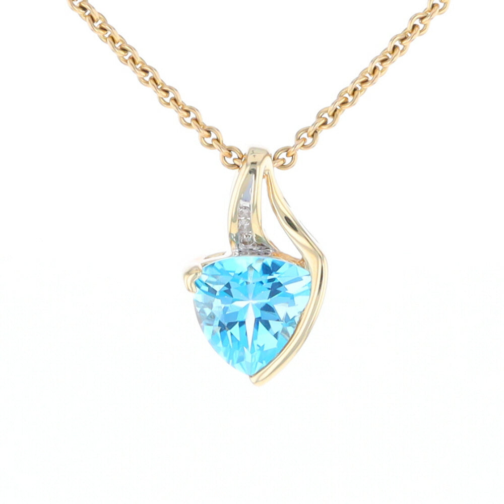 Trillion Blue Topaz Diamond Pendant