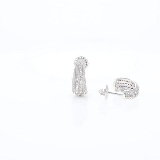 Diamond Half Hoop Stud Earrings