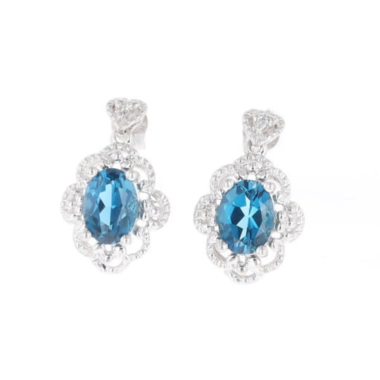London Blue Topaz in Filigree Setting Dangle Earrings