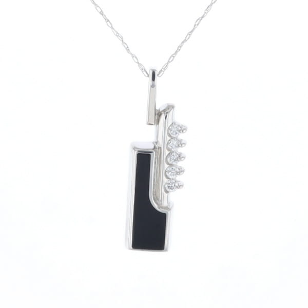 Geometric Onyx Inlaid Pendant with .14ctw Diamonds