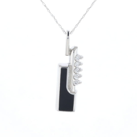 Geometric Onyx Inlaid Pendant with .14ctw Diamonds