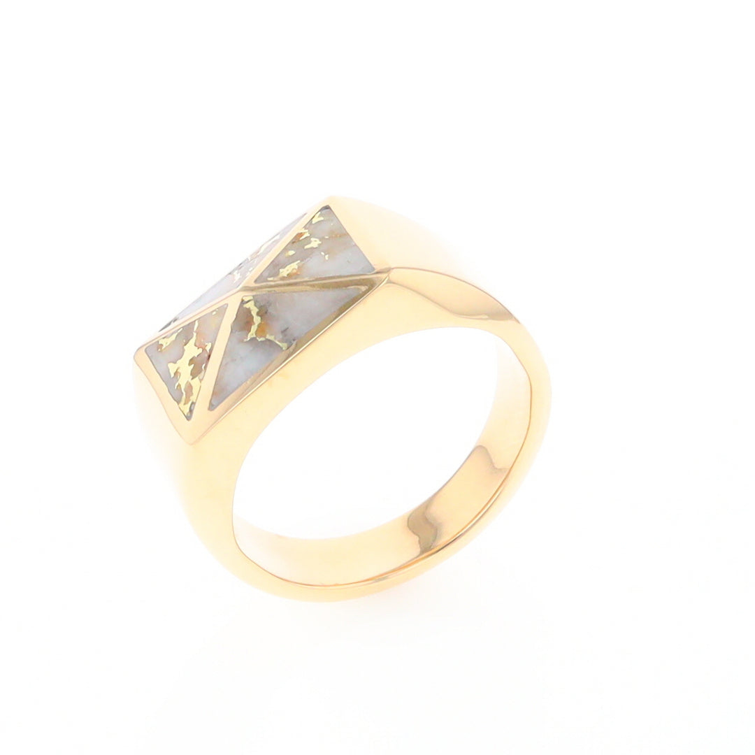 Four Section Gold Quartz Inlaid Men's Ring G2