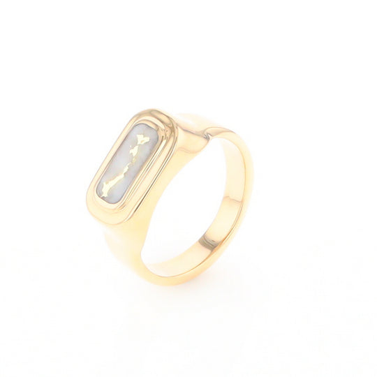 Gold Quartz Ring Oval Inlaid Design - G2