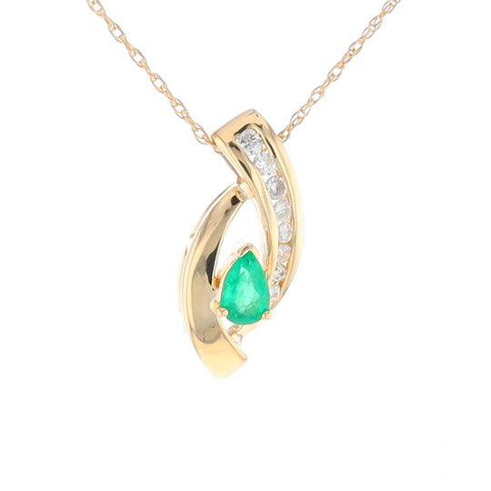 Pear Shaped Emerald Ribbon Pendant