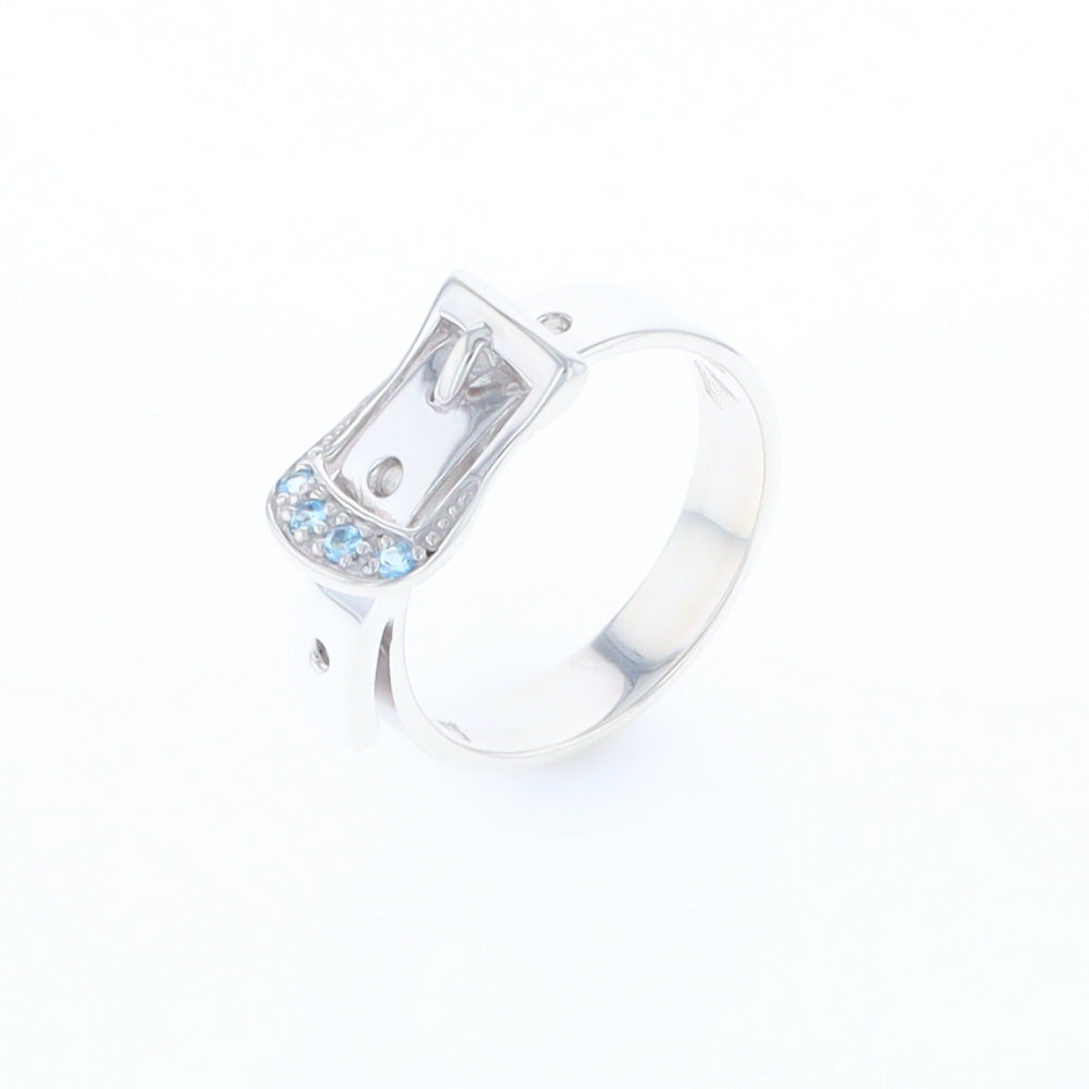 Silver Blue Topaz Belt Ring