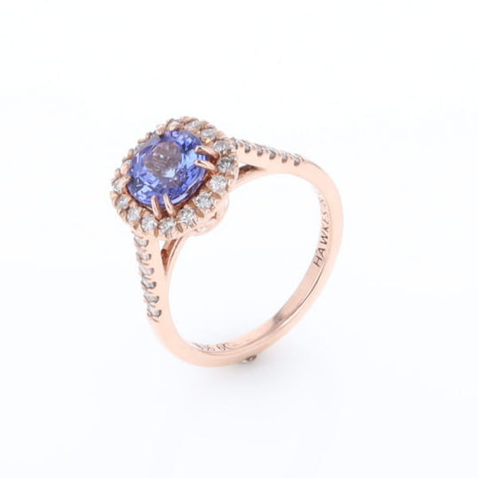 Rose Gold Tanzanite Halo Ring