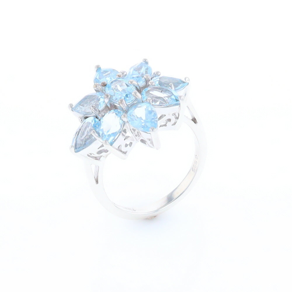 Blue Topaz Flower Ring