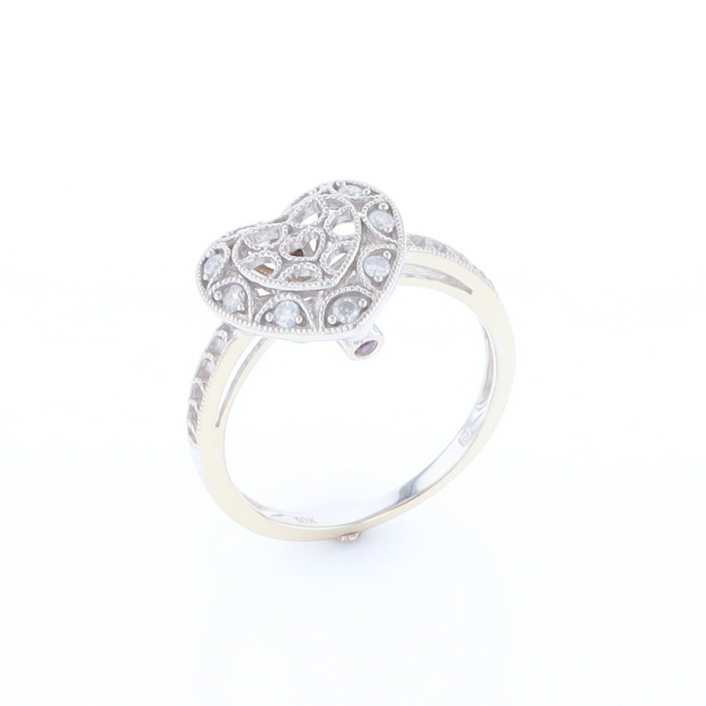 Open Heart Filigree Ring