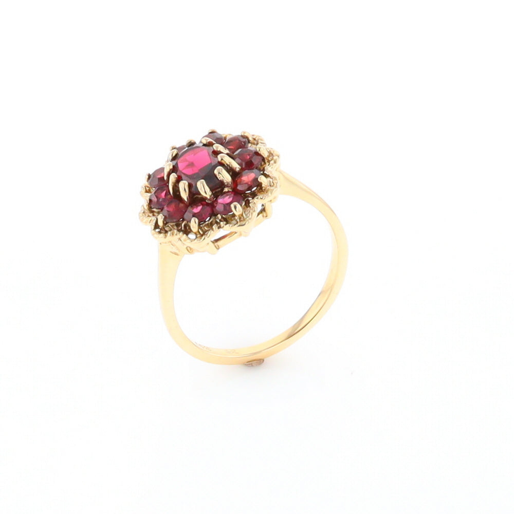 Floral Cluster Garnet Ring