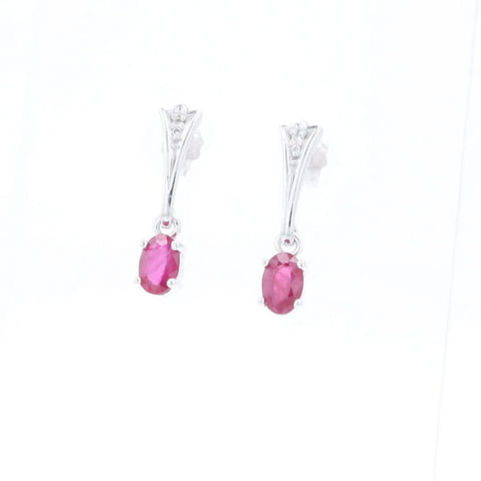 Oval Ruby Dangle Earrings
