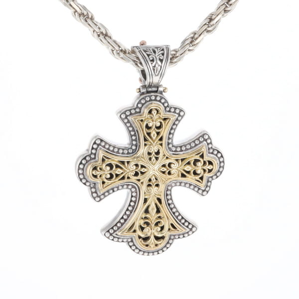 Sterling and 18K Gold Konstantino Cross Pendant