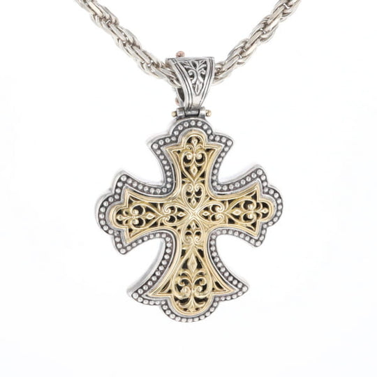 Sterling and 18K Gold Konstantino Cross Pendant
