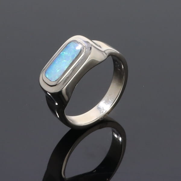 Opal Rings Rectangle Inlaid Design Lady's Ring