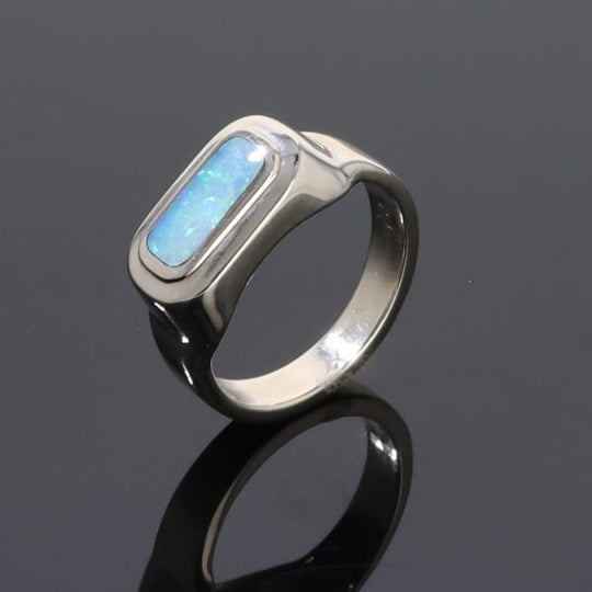 Opal Rings Rectangle Inlaid Design Lady's Ring