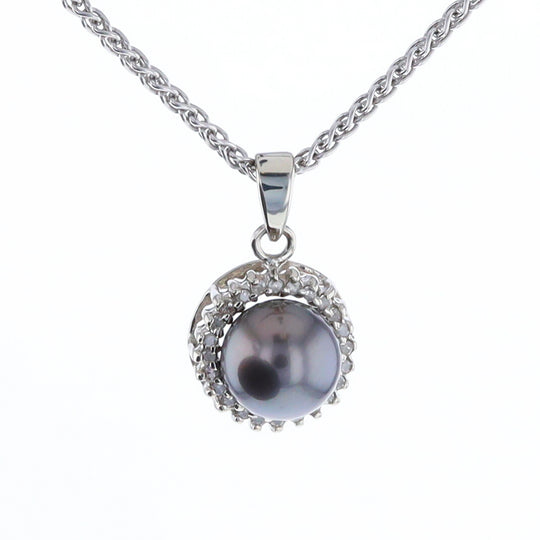 Gray Pearl Halo Pendant