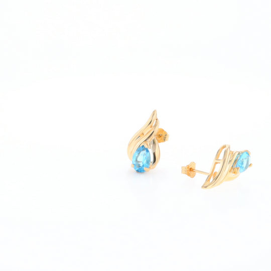 Blue Topaz Swirl Pear Stud Earrings