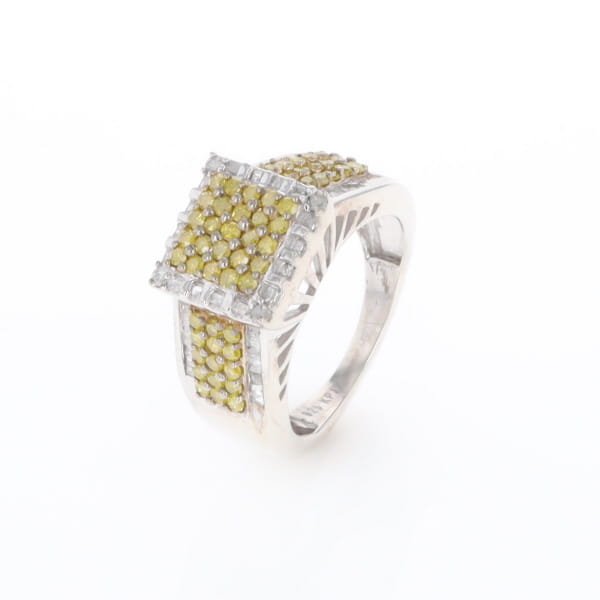 Yellow and White Diamond Filigree Design Ring