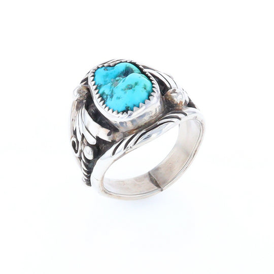 Navajo Turquoise and Feather Design Ring