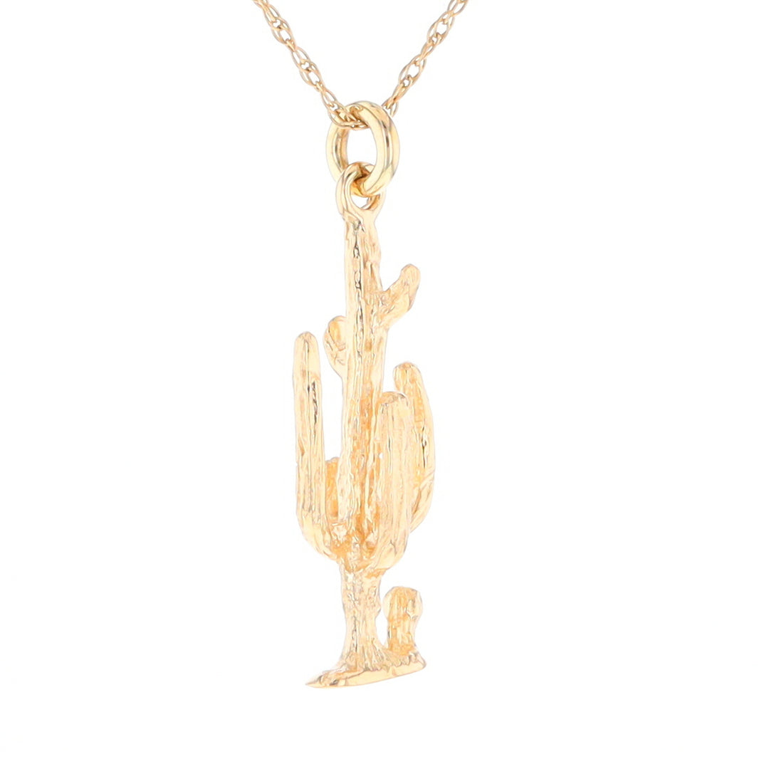 Gold Saguaro Cactus Figure Pendant