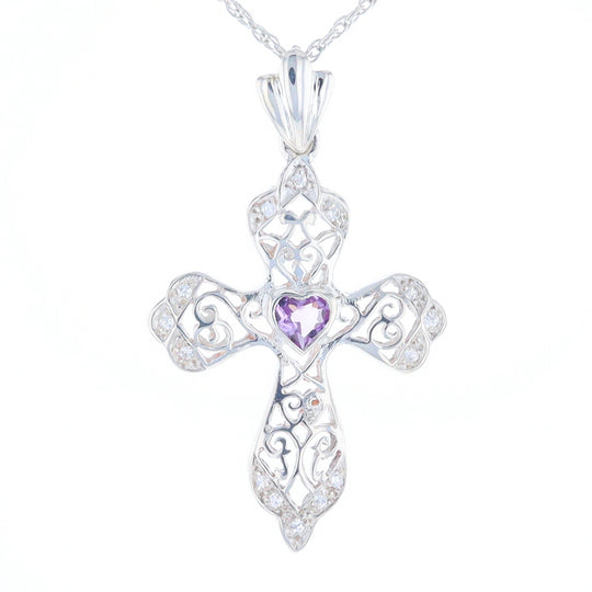 Heart Amethyst Cross Pendant