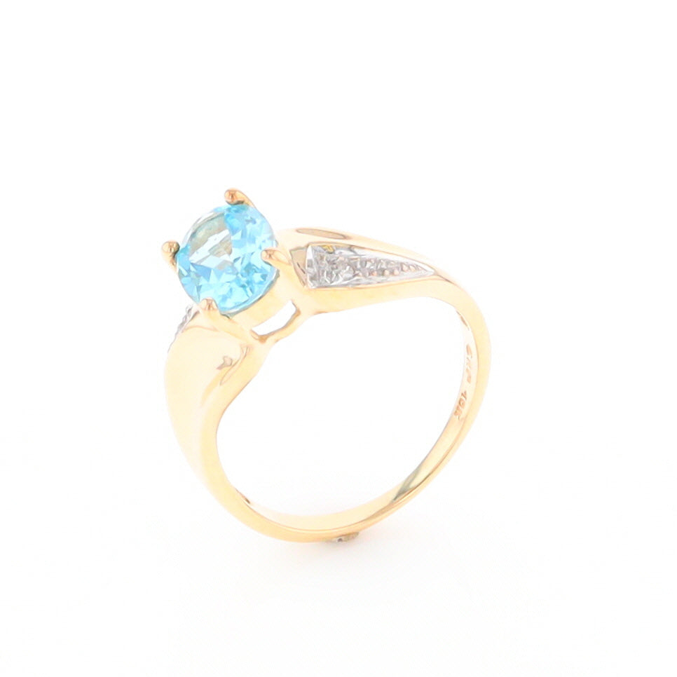 Blue Topaz Ring with Diamond Accents