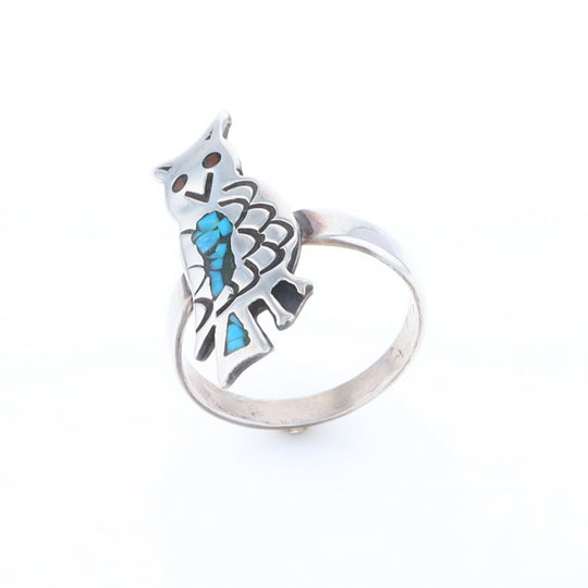 Crushed Coral & Turquoise Owl Ring