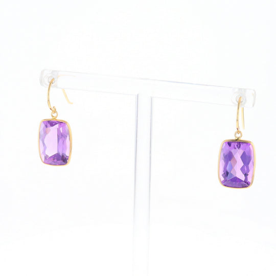 Solitaire Amethyst Dangle Earrings