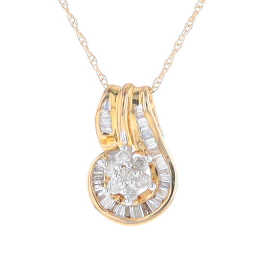 Gold Slide and Flower Diamond Pendant