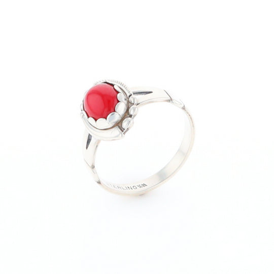 Native American Oval Coral Ring