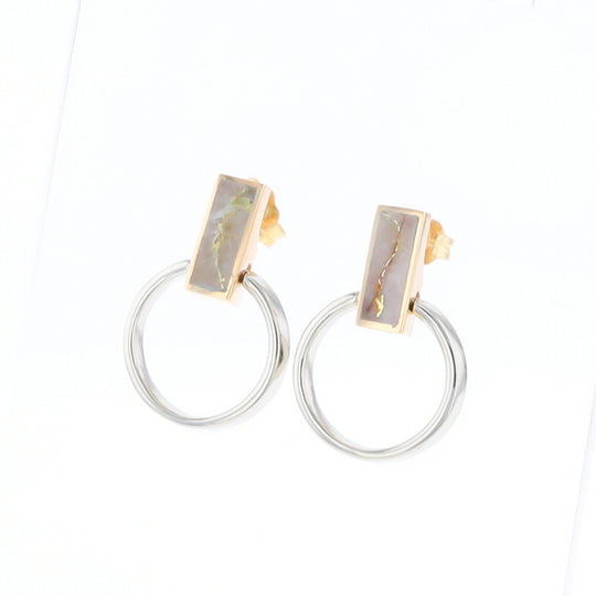 Gold Quartz Rectangle Inlaid Knocker Earrings - G2