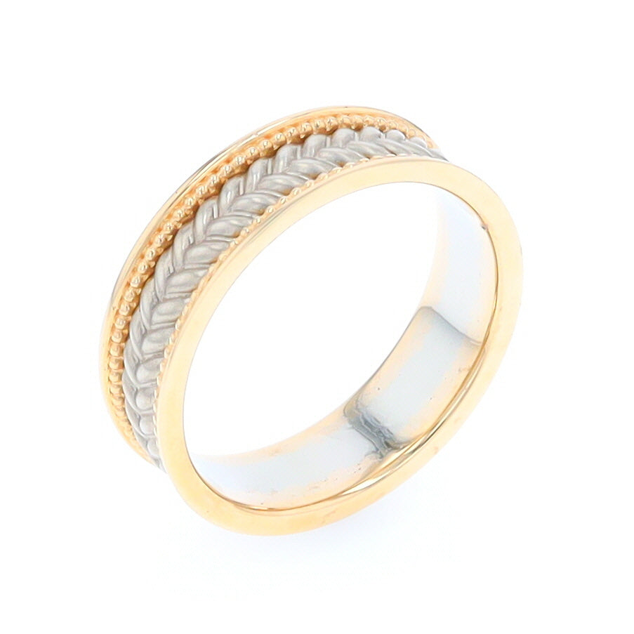 Braided White and Yellow Gold Men's Ring