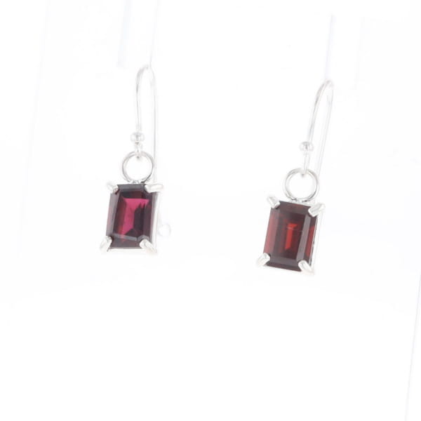 Emerald Cut Garnet Earrings