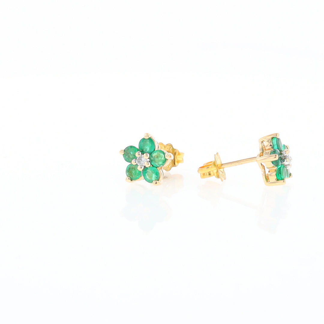 Emerald Flower Stud Earrings