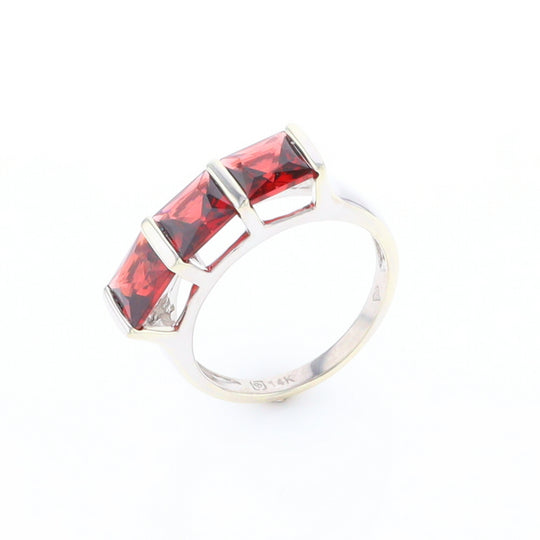 Three Square Garnet Ring