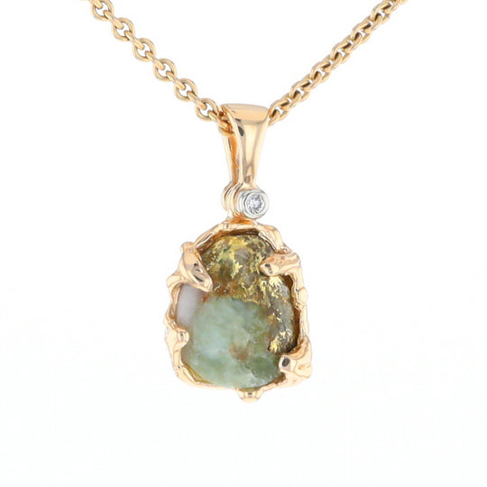 Serpentine & Gold Quartz Freeform Pendant
