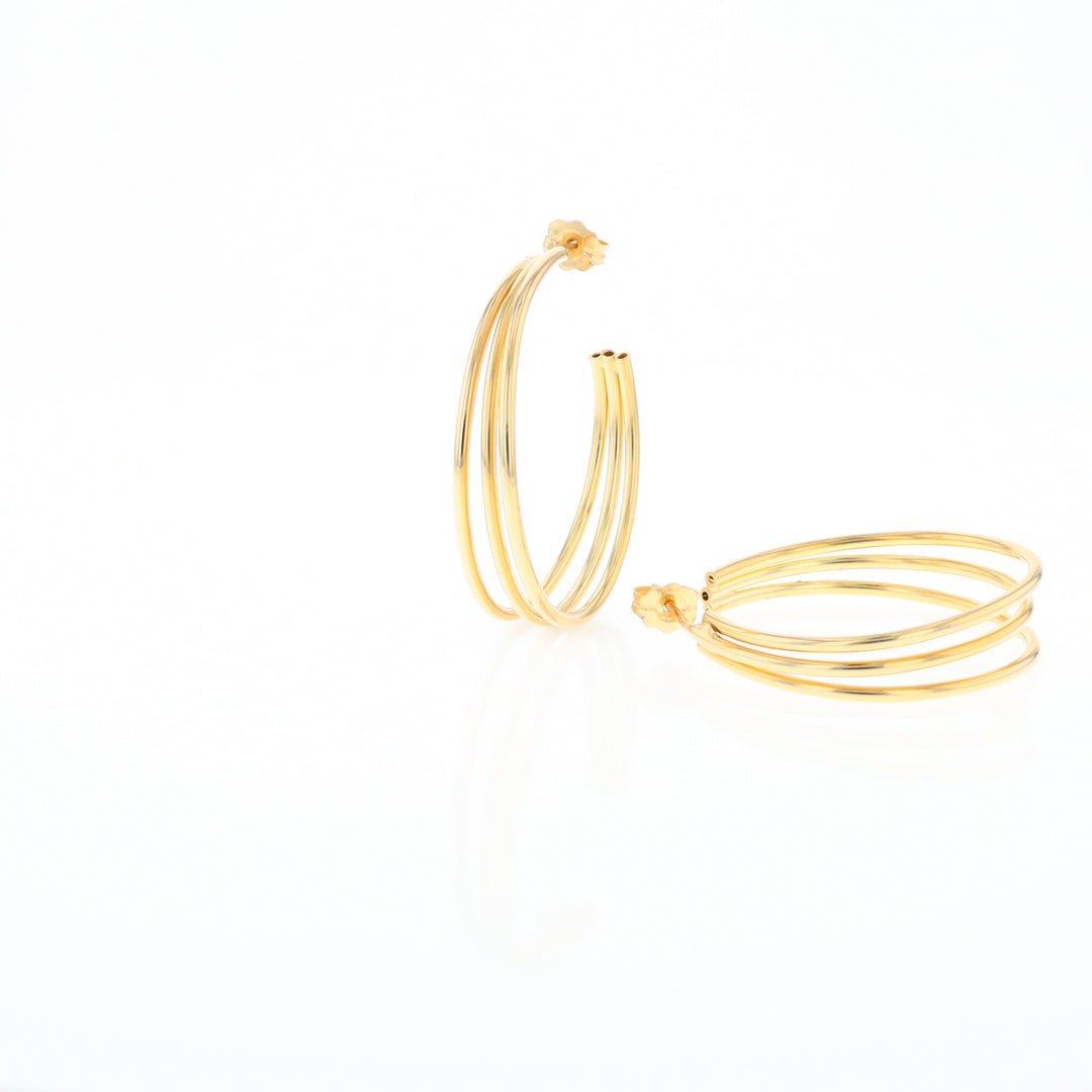 Three Bar Gold Hoop Earrings