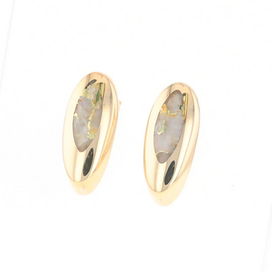 Oval Gold Quartz Inlaid Earrings - G2