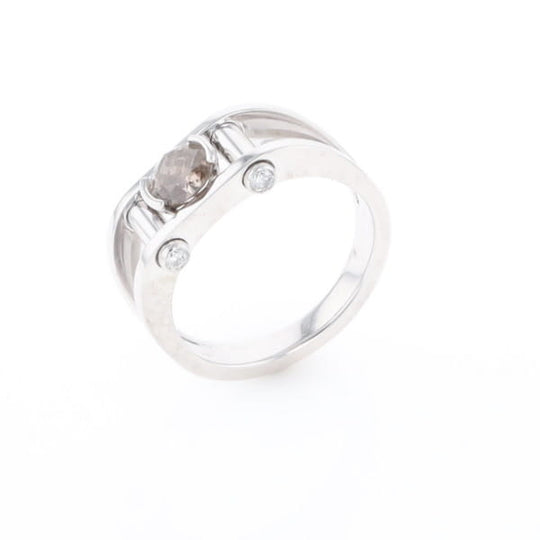 Men's Contemporary White Gold Industrial Brown Diamond Ring