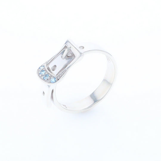 Silver Blue Topaz Belt Ring