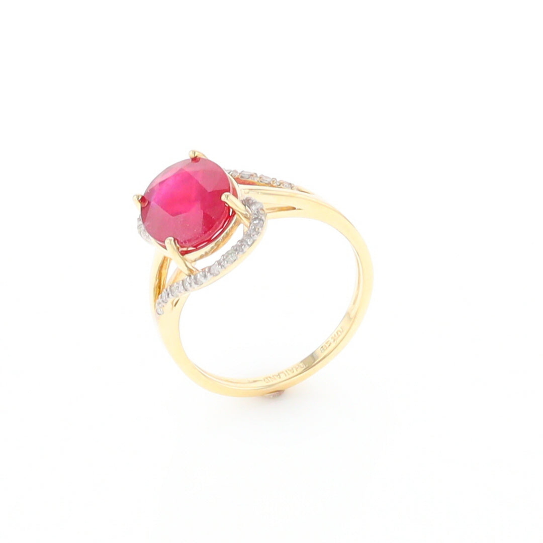 Ruby Bypass Ring with Diamond Accents