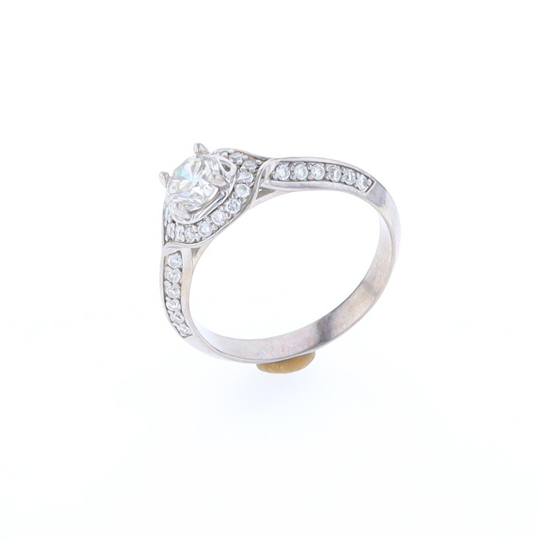 Oval Peaked Halo Diamond Engagement Ring