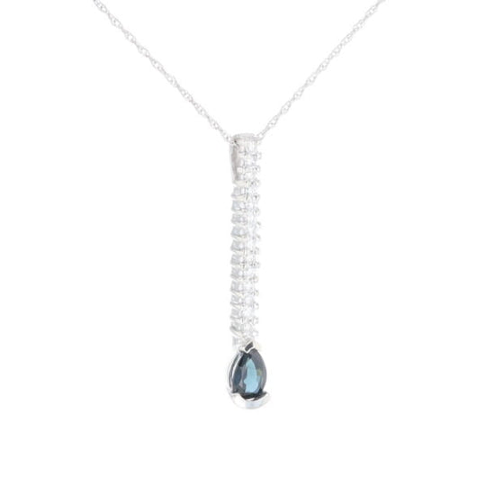 Pear Blue Sapphire Drop Pendant