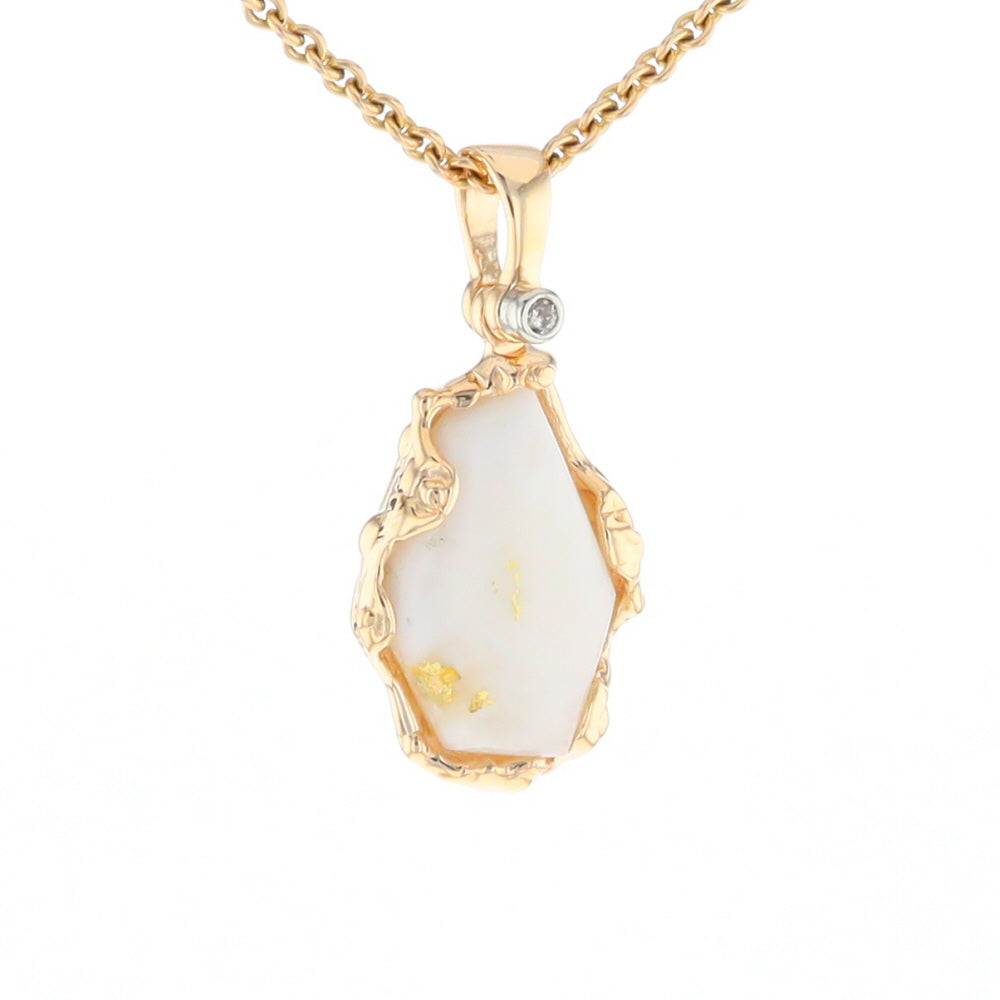 Gold Quartz Freeform Pendant