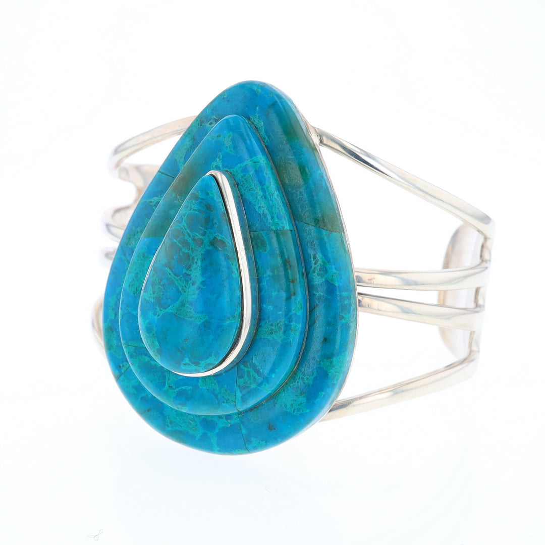 3-Layer Turquoise Raindrop Sterling Silver Cuff