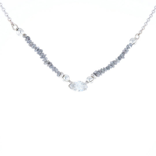 Marquise Diamond Necklace with Rough Diamond Beads