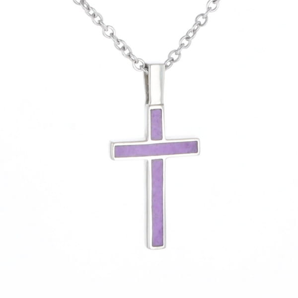Sugilite 3 Section Inlaid Cross Pendant